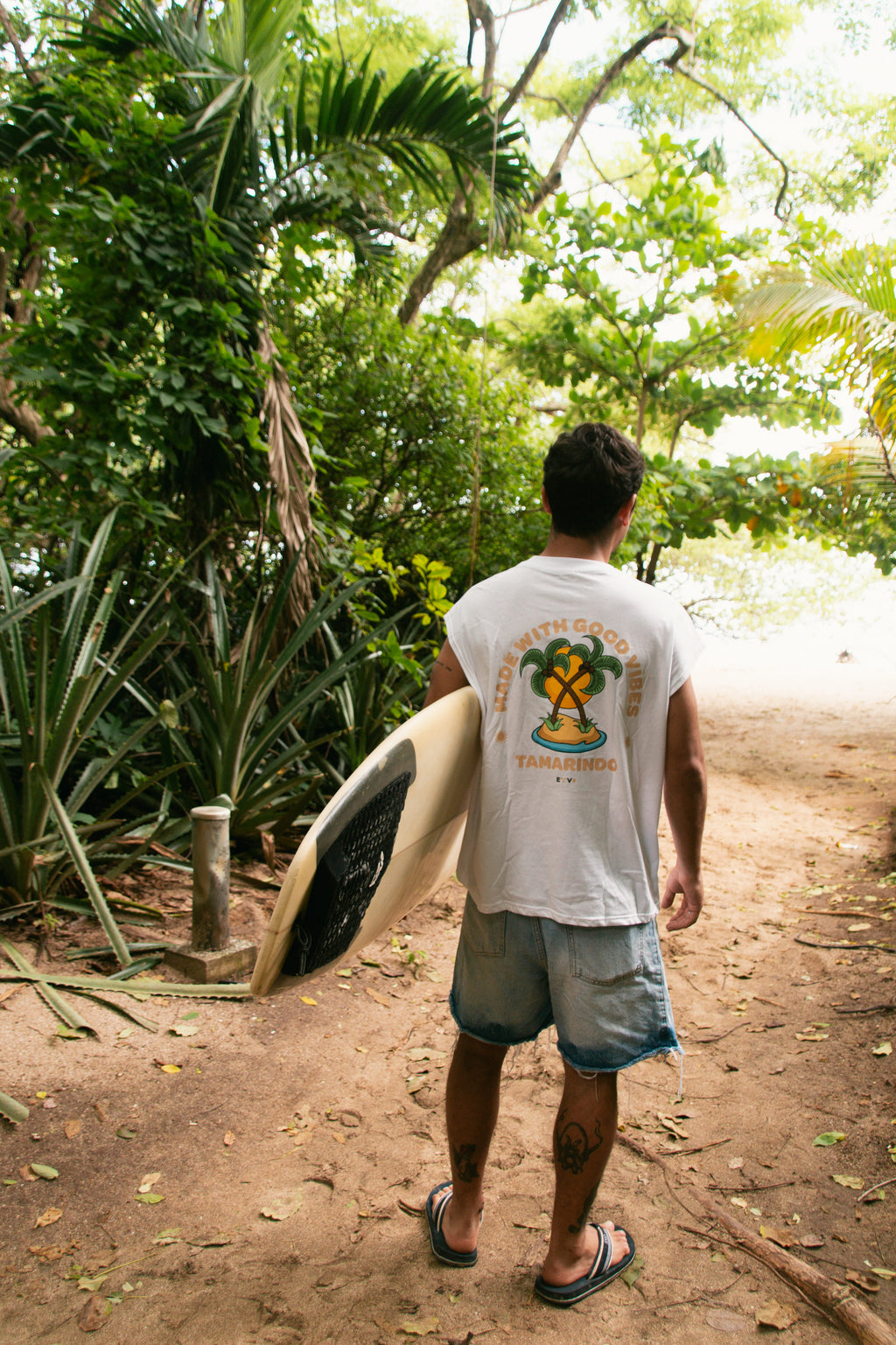 Made With Good Vibes Boxy Tank Top White